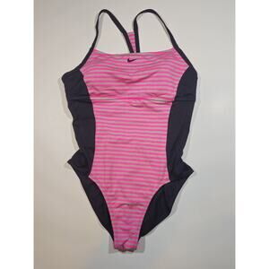 Nike Women's One Piece Swimsuit Athletic Racerback Size XL (12/14) Bright Pink